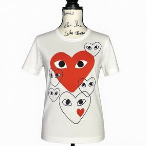 Comme des Garçons PLAY Multi-Heart Graphic Tee White Size M Unisex